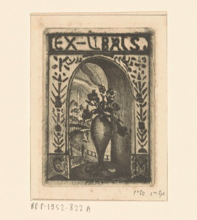 Ex libris por C. van der Meulen de Lodewijk Schelfhout (signed by artist)