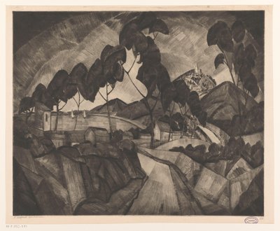 Paisagem montanhosa em Provence La Provence (título original no objeto) de Lodewijk Schelfhout (signed by artist)