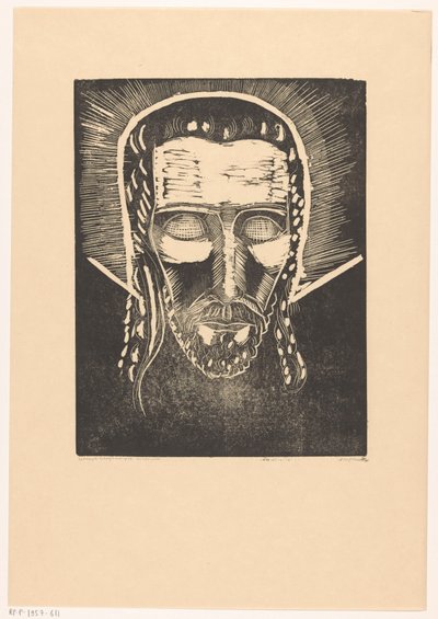 Cabeça de Cristo com halo de Lodewijk Schelfhout (signed by artist)