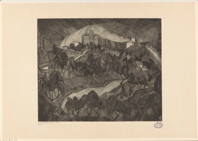 Castelo em uma colina Le Château I (título original no objeto) de Lodewijk Schelfhout (signed by artist)