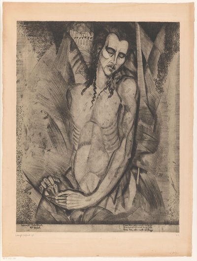 Homem nu com olhos fechados Le Martyr (título original) de Lodewijk Schelfhout (signed by artist)