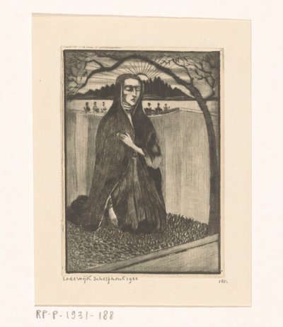 Mulher em um túmulo Femme au tombeau (título original) de Lodewijk Schelfhout (signed by artist)