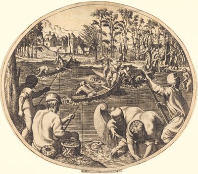 Cena de pesca de Léon Davent after Francesco Primaticcio