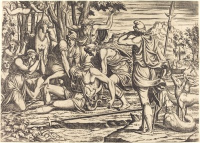 A Morte de Adônis de Léon Davent after Luca Penni