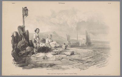 Três crianças a brincar numa baía
Representações da vida rural (título da série)
La Campagne. Études varieés aux deux Crayons (título da série sobre o objecto) de Léon Jean Baptiste Sabatier