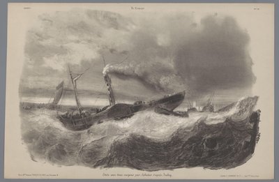 Navio a remo na tempestade Representações da vida rural (título da série) A Campanha. Etudes varieés aux deux Crayons (título da série no objeto) de Léon Jean Baptiste Sabatier