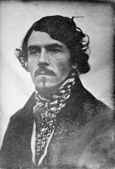 Retrato de rosto cheio de Eugène Delacroix, cabeça e ombros, 1842 (daguerreotype) de Léon Riesener