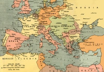 "A Europa Central e o Mediterrâneo", 1919. de London Geographical Institute
