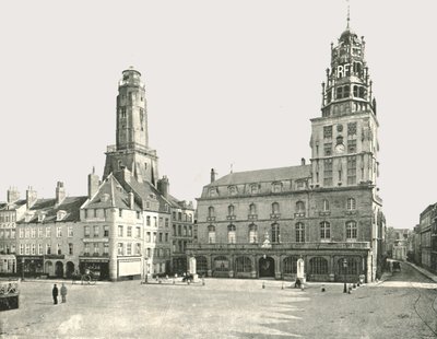 A torre de vigia e o Hotel De Ville, Calais, França, 1895. de London Stereoscopic and Photographic Co
