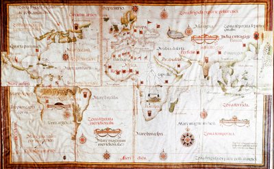 Planisfera mostrando as diferentes zonas climáticas (manuscrito de Lopo Homen