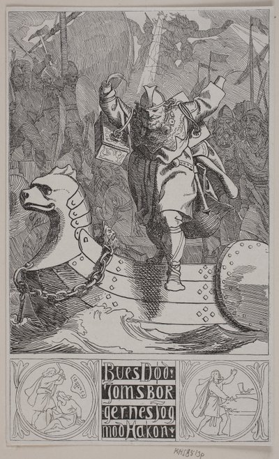 A morte de Bue. Os cidadãos de Joms marcham em direção a Hakon de Lorenz Frølich