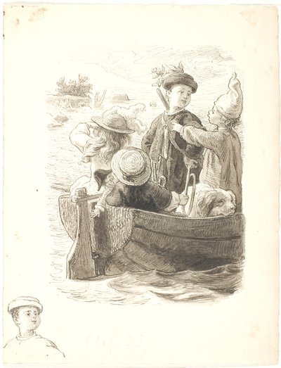 As quatro crianças em um barco de Lorenz Frølich