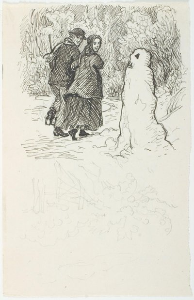 Ilustração de rascunho para o boneco de neve de Lorenz Frølich