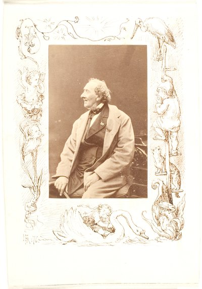 Desenho de margem a partir de uma fotografia de H. C. Andersen de Lorenz Frølich