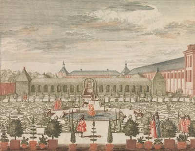 O Jardim da Rainha com o Gabinete Verde e a Orangerie, vistos de trás, em: Para..., s.d.. de Lorenz Scherm