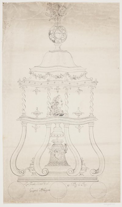 Rascunho para um ensaio virado com o busto de Frederik V de Lorenz Spengler