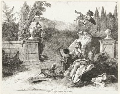 Rinaldo e Armida espionados por Ubaldo e Carlo de Lorenzo Baldissera Tiepolo