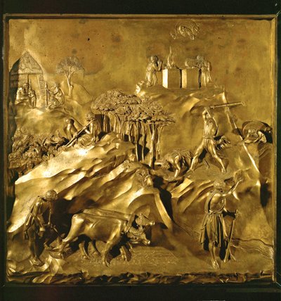 Os trabalhos de Adão após a queda, Caim mata Abel (bronze) de Lorenzo Ghiberti