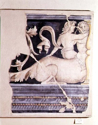 Fragmento de um afresco retratando um centauro e uma figura feminina de Lorenzo Leonbruno