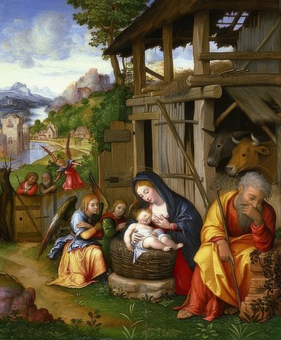 Natividade. Por volta de 1515 de Lorenzo Leonbruno