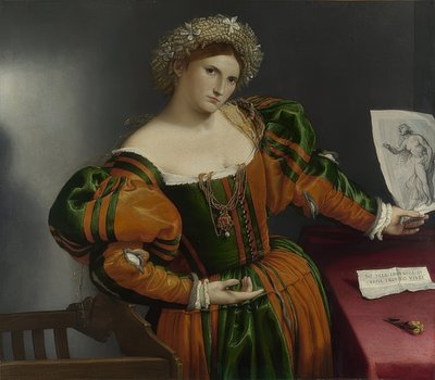 Retrato de uma mulher (Lucretia). Por volta de 1530-32 de Lorenzo Lotto