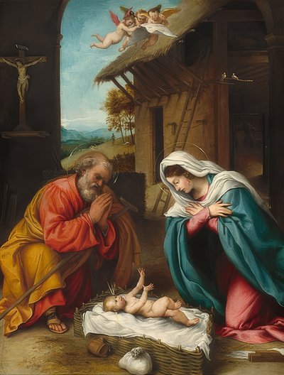 Natividade. 1523 de Lorenzo Lotto