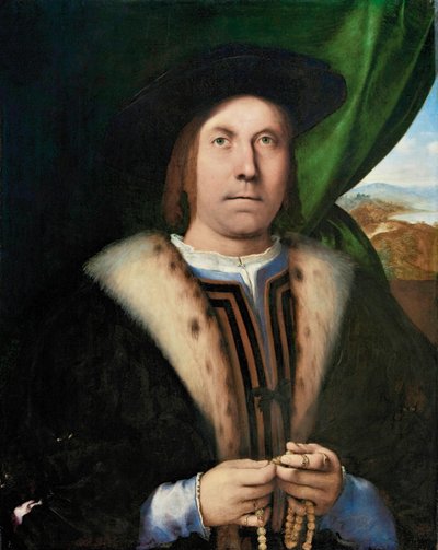 Retrato de um homem com um rosário, ca 1515-1520. de Lorenzo Lotto