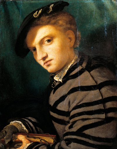 Retrato do jovem de Lorenzo Lotto (1480 ca- 1556), óleo sobre painel, cerca de 1526 de Lorenzo Lotto