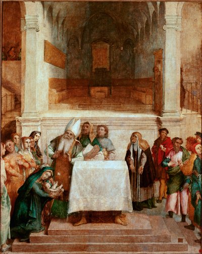 Apresentação no Templo Pintura de Lorenzo Lotto (ca. 1480-1556) 1554-1556 Dim. 170x157 cm Loreto, Palazzo Apostolico de Lorenzo Lotto