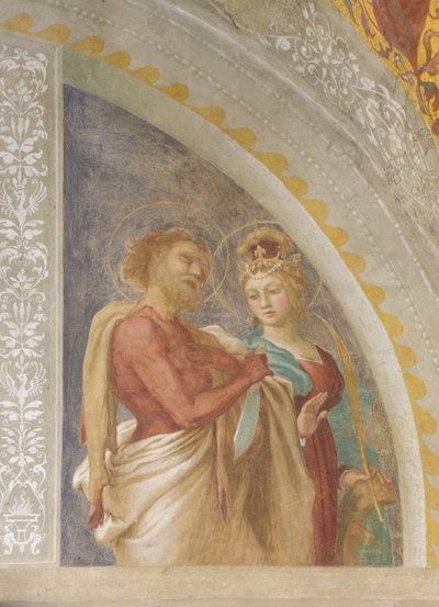 Santa Catarina de Alexandria e São Bartolomeu, c.1525 de Lorenzo Lotto