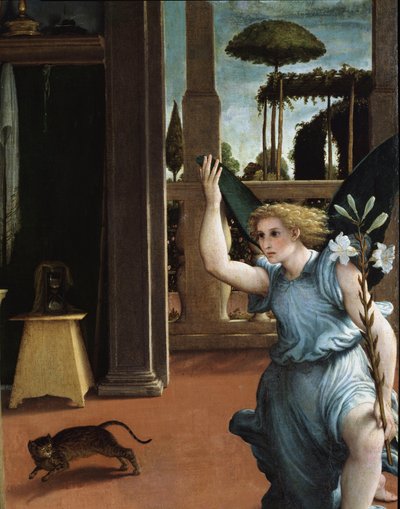 A Anunciação, detalhe do Anjo de Lorenzo Lotto