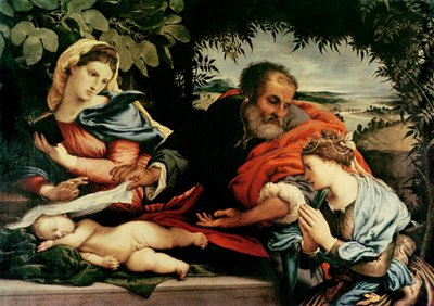 A Sagrada Família com Santa Catarina de Alexandria, 1533 de Lorenzo Lotto