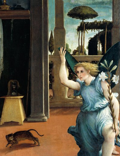A Anunciação Recanati, por volta de 1532, de Lorenzo Lotto (1480 ca- 1556), óleo sobre tela de Lorenzo Lotto