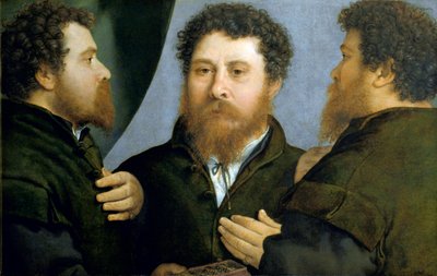 Retrato Triplo de Pintura de Ourives de Lorenzo Lotto de Lorenzo Lotto
