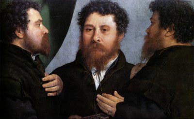 Triplo retrato de um ourives (Bartolomeo Carpan) de Lorenzo Lotto