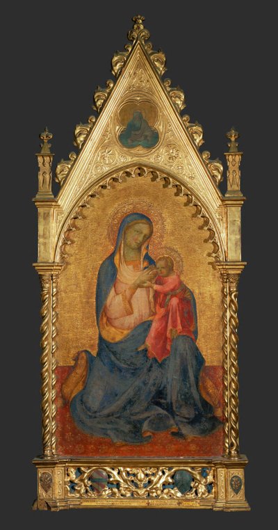 Nossa Senhora e o Menino, no medalhão de cima: Deus-Pai ... de Lorenzo Monaco