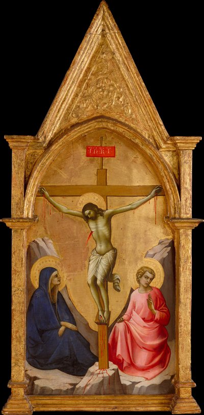 O Cristo Crucificado entre a Virgem e São João Evangelista, ca. 1406. de Lorenzo Monaco