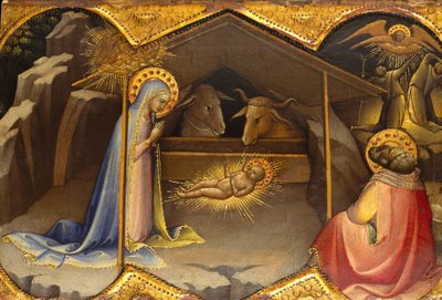 A Natividade, 1406-10 (têmpera sobre madeira, chão de ouro) de Lorenzo Monaco