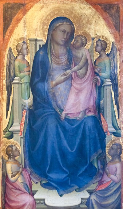 Virgem com criança entronizada com quatro anjos de Lorenzo Monaco