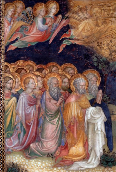 O batismo de Jesus por São João Batista batizando Jesus Detalhe Fresco de Lorenzo de Lorenzo Salimbeni