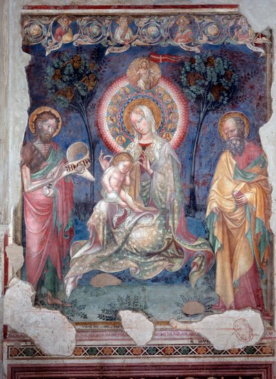 Virgem com criança rodeada por São Tiago, o apóstolo, e São João Batista (Fresco de Lorenzo Salimbeni
