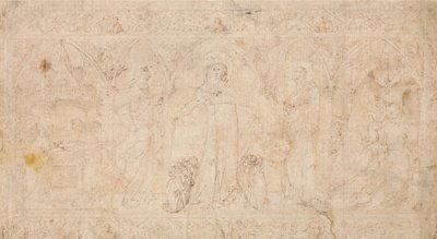 Projeto para um Antependium: A Madonna della Misericordia com São João Batista..., ca.1370. de Lorenzo Veneziano.