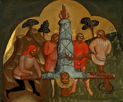 A Crucificação de Peter Predella Painel, ca 1370. de Lorenzo Veneziano