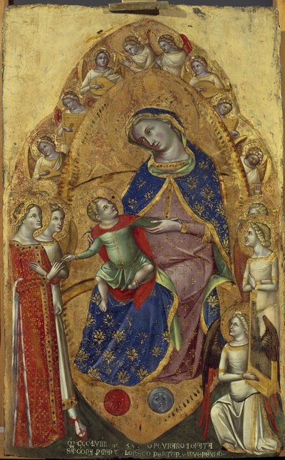 O Casamento Místico de Santa Catarina - Tempera em madeira de Lorenzo Veneziano