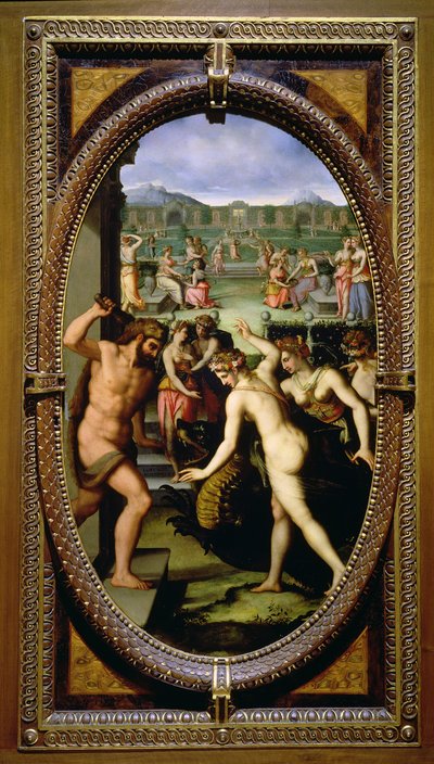 Hércules matando o dragão das Hespérides, 1572 (óleo sobre ardósia) de Lorenzo dello Sciorina