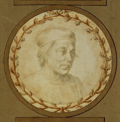 Busto de um homem com calota craniana ... de Lorenzo di Credi
