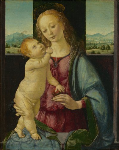 Madonna e criança com uma romã de Lorenzo di Credi