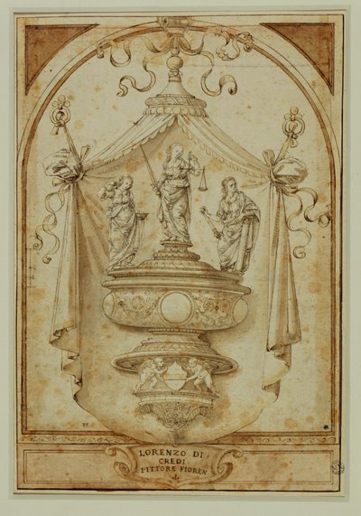 Estudo para um monumento funerário ... de Lorenzo di Credi