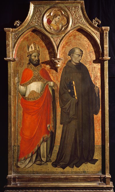 São Nicolau de Bari e São Francisco de Assis Pintura de Lorenzo di Niccolo Gerini (século XIV-XVIII) Sol 153,6x85,5 cm Assis, Museo del Tesoro della Basilica di San Francesco. Coleção Perkins de Lorenzo di Niccolo Gerini