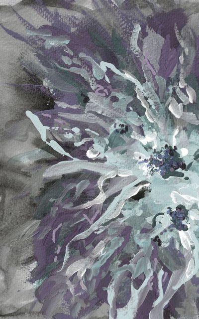 Abstrato floral roxo e azul-esverdeado de Lori Ann Folz